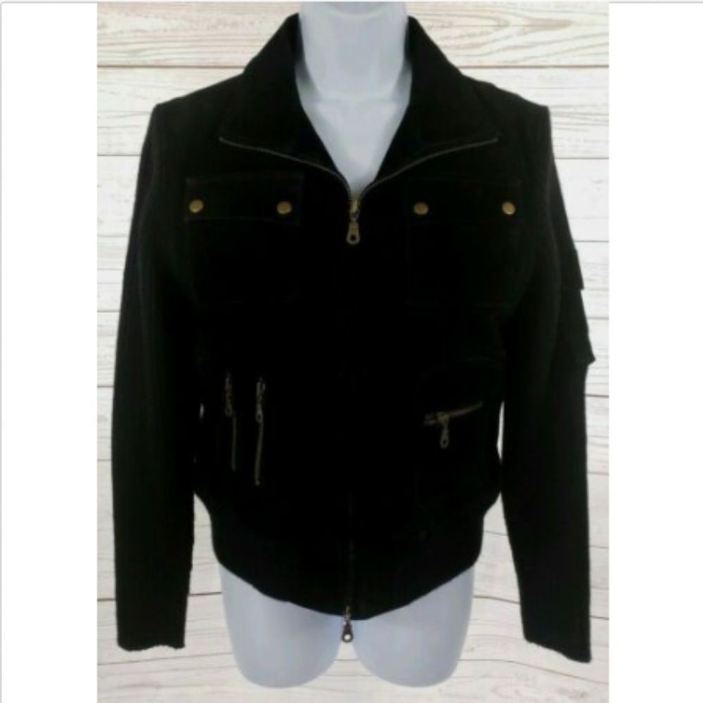 Lucidity Suede Jacket Sz XL Women Black Wool Arm
